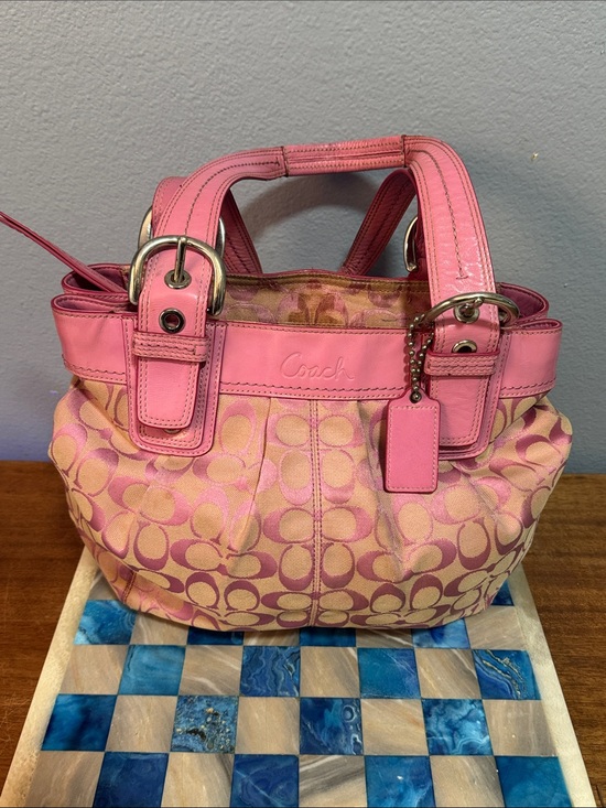 Coach Handbags - Coach Y2K Barbie Pink Signature Canvas Tote with Leather Trim (F15047)